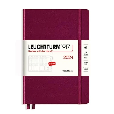Imagen de LEUCHTTURM1917 367833 Agenda semanal tamaño mediano (A5) 2024, 12 meses, color rojo