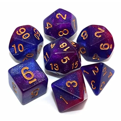 Imagen de CREEBUY Polyhedral DND Juego de Dados Purpurina para Dungeon and Dragons D&amp;D RPG (Cubo Niebla)