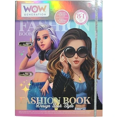Imagen de WOW GENERATION Fashion Book con 200 Pegatinas y Plantillas, Diseña Looks Únicos Estampados Bocetos de Chicas WOW, Ideal para Niñas Creativas