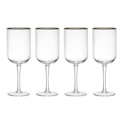 Imagen de Mikasa Sorrento Copas de Cristal para Vino Blanco con Borde Dorado y Forma Ancha, 375ml, Juego 4 Finas Transparentes Sin Plomo, Diseño Elegante Celebraciones