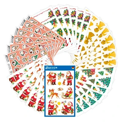Imagen de AVERY Zweckform Juego de 318 pegatinas navideñas (fabricadas en Alemania, clásicas, mensaje Navidad, autoadhesivas, purpurina, dorado, decoración navideña, regalos, tarjetas, saludos navideños)