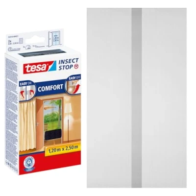 Imagen de tesa Insect Stop Malla Mosquitera COMFORT para Puertas con Cierre de Gancho y Bucle Gris Antracita ( 2 x 65 cm ) 120 250