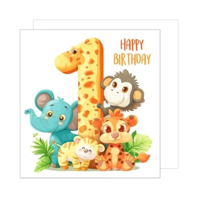 Imagen de Edition Seidel GQ193 SW024 Tarjeta de felicitación primer cumpleaños con sobre, diseño gato