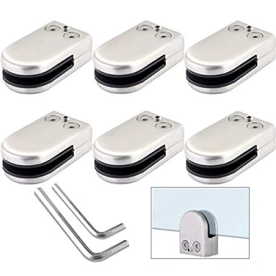 Imagen de QitinDasen 6 Piezas 10～12 mm (L Tamaño) Vidrio Abrazaderas, Abrazadera de Clip Acero Inoxidable 304, Soporte Cristal Ajustable con Parte Posterior Plana (Plata)