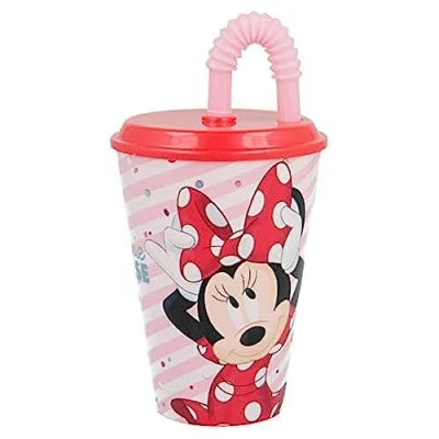 Imagen de ALMACENESADAN 2673; vaso con pajita reutilizable Minnie ; capacidad 415 ml; producto de plástico; No BPA