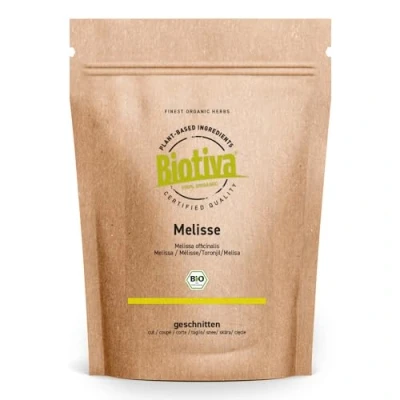 Imagen de Biotiva Té de melisa 100g orgánico Melissa officinalis Hojas secas hierbas vegano sin aditivos embotellado y certificado en Alemania (DE eco 005)