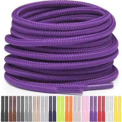 Imagen de Miscly Cordones Redondos para Zapatos, Zapatillas y Botas Disponibles en Múltiples Longitudes Colores (Morado, 114 cm)