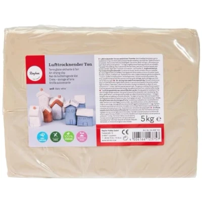Imagen de Rayher Arcilla de secado al aire blanca, 5 kg, para modelado, permite cocción, 34468102