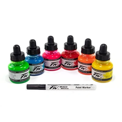 Imagen de Daler Rowney D160329007 Fw Neon Set Tintas Frasco 6 X 29.5Ml