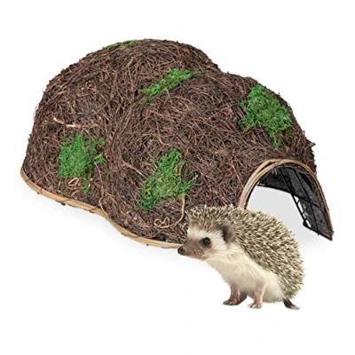 Imagen de Relaxdays Grande Casa Erizo Paja, Cueva Animales Pequeños, sin Suelo, Refugio Hibernación para Jardín, 21 x 32 48 cm, Natural, Hierro