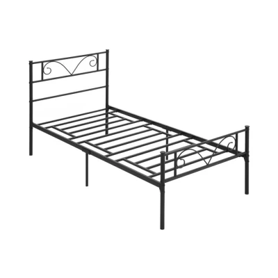 Imagen de HOMCOM Marco de Cama Individual Metal 31 cm para Colchón 90x190 con Cabecera Forma Mariposa Estructura Espacio Bajo Almacenamiento 95x196x100 Negro