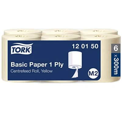 Imagen de Tork 120150 papel de secado básico Universal / Paños alimentación central compatibles con el sistema M2 6 x bobinas 1 capa Blanco