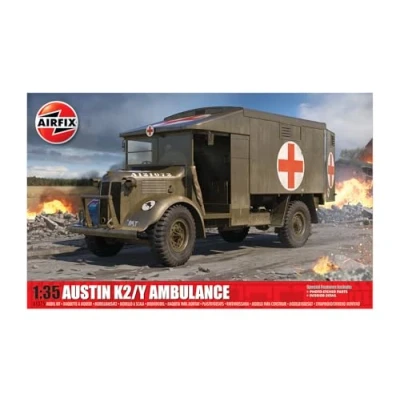 Imagen de Airfix Model Set, A1375 Austin K2/Y Ambulancia Modelo Kit, Kit de construcción vehículo Motor plástico para Adultos y niños Mayores 8 años, el Juego Incluye bebederos