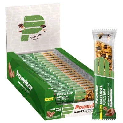 Imagen de Powerbar Natural Protein Chocolate Nuts 18x40g Barra de Proteína Vegana + Ingredientes Naturales