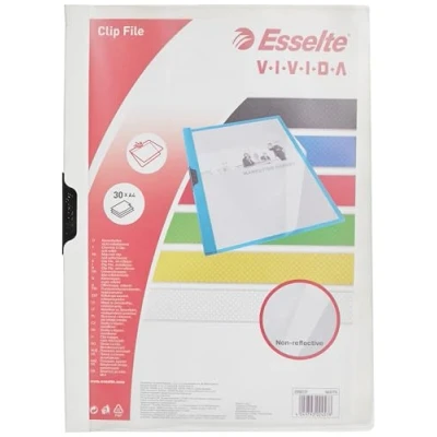 Imagen de Esselte Dosier Clip File, Capacidad para 30 hojas A4, Plástico flexible, Blanco, VIVIDA, 563770