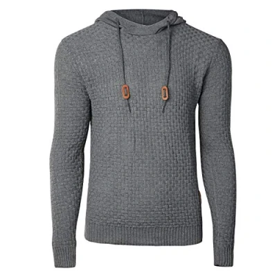 Imagen de Genfien Sudadera con Capucha para Hombre Jersey de Forro Deportiva Cuadros Jacquard Punto Camisa Entrenamiento Hoodie Casual Otoño Invierno