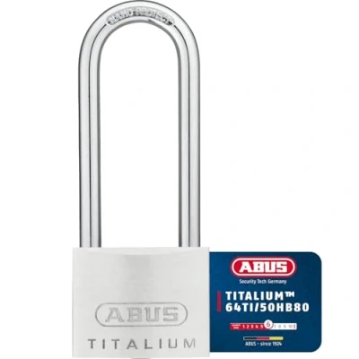 Imagen de ABUS Titalium 64TI/50HB80 candado con grillete alto cerradura de sótano cuerpo aluminio especial acero endurecido nivel seguridad 6