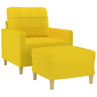 Imagen de vidaXL Sillón con Taburete Tela Amarillo Claro 60 cm