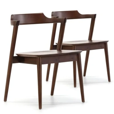 Imagen de VS Venta stock Pack 2 sillas Venus Color Nogal, Madera Maciza, 58 cm (Largo) 57,5 (Profundo) 76 (Alto)