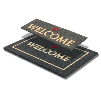 Imagen de ASTRA Felpudo Interior Welcome atrapa Suciedad Antideslizante de Coco Antibacteriano Puerta Set en tamaño 25x75 y 40x60 cm 100%