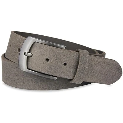 Imagen de Frentree Cinturón de piel búfalo auténtico, fabricado en Alemania, para hombre y mujer, 3,8 cm ancho, color marrón, gris, Bundweite 90cm = Gesamtlänge 105cm