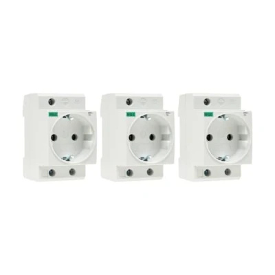 Imagen de RSE Base para enchufes de 230 V/16 A, carril DIN, armario contadores, caja distribución, 3 unidades