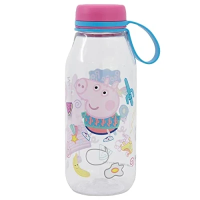 Imagen de Botella de agua infantil Ecozen 460 ml con tapón colgador Peppa Pig