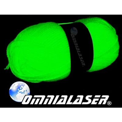 Imagen de OmniaLaser OL UVWOOLGREEN2 Lana reactiva a la luz de Wood, UV, para glow parties, ovillo neón, verde, 2 unidades