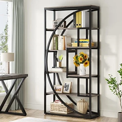 Imagen de Tribesigns estantería Industrial Etagere de 5 Niveles, 180 cm Alto con 8 estantes Almacenamiento Abiertos, exhibición para el hogar, Oficina, Sala Estar