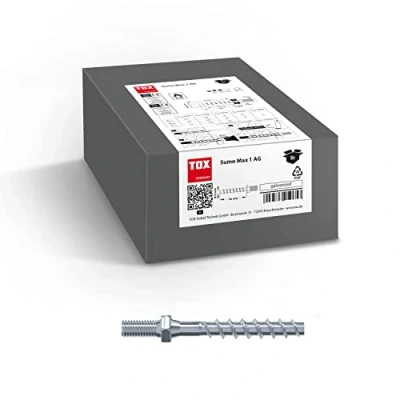 Imagen de TOX Anclaje de tornillo Sumo Max 1 AG 6x35 mm, con rosca conexión M8, acero galvanizado, homologado por las autoridades para la fijación múltiple componentes no portantes, 100 piezas, 041101801