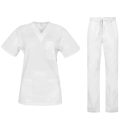 Imagen de B well CESARE Uniformes Sanitarios Mujer Casacas Sanitarias Pijama Sanitario Uniforme Enfermera Conjunto Casaca y Pantalón Blanco M