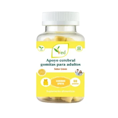Imagen de gomitas Ved Brain Support para adultos BSA Chews sabor limón, de omega 3 6 9 crudas sin filtrar y DHA, suplemento vegetariano vegano hombres mujeres, 60 masticables 20 días