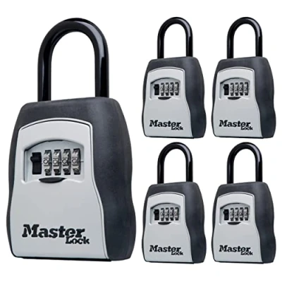 Imagen de Master Lock, Caja de seguridad para exteriores con cerradura combinación, capacidad 5 llaves, paquete 5, 5400EC5, color negro