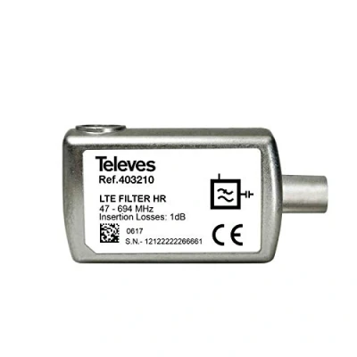 Imagen de Filtro LTE 5G de Interior con Corte en el Canal 48 Conector CEI Televes