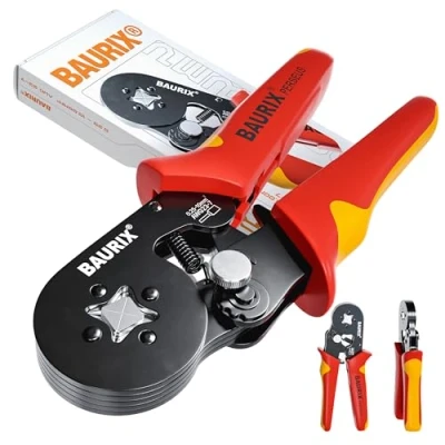 Imagen de BAURIX® Crimpadora Terminales Eléctricos para punteras electricas [0,25 10 mm²] autoajustables Alicates Electricos