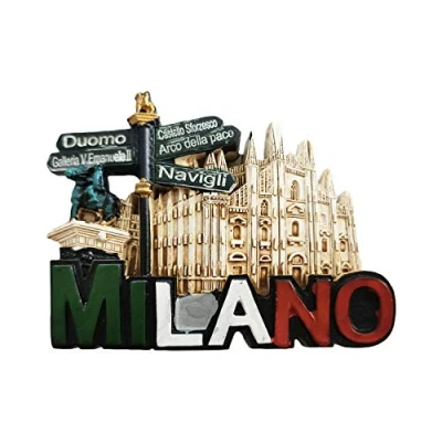 Imagen de Imán para nevera de recuerdo 3D Milán Italia, hecho a mano, decoración el hogar y la cocina, colección imanes