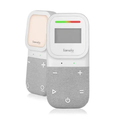 Imagen de lionelo Babyline 2.3 vigilabebés de Audio con luz Nocturna, Alcance hasta 400 m, Pantalla LCD, interfono, Modo EcoVox, Canciones Cuna, indicador Temperatura, Alarma,