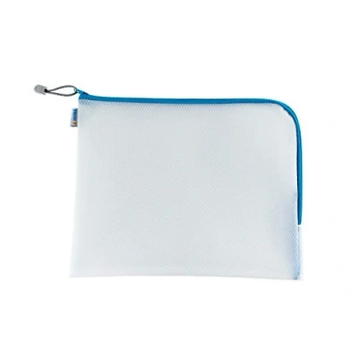Imagen de HERMA 20015 bolsa de documentos con cremallera A4, transparente (36 x 28 cm) bolsillo grande que se puede cerrar para computadora portátil, tableta, libros, papeles, juguetes, archivo en azul