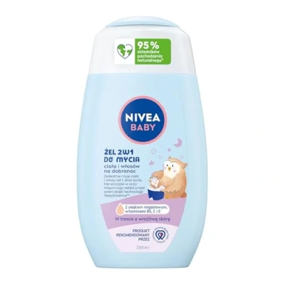 Imagen de NIVEA BABY Gel 2 en 1 para lavar el cuerpo y vello de buenas noches, 200 ml