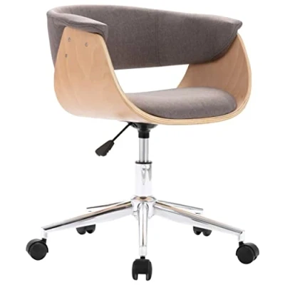 Imagen de vidaXL Silla de Oficina Giratoria Ruedas Despacho Altura Ajustable Regulable Escritorio Ordenador Tela Gris Taupe Madera Curvada