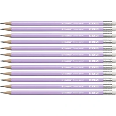 Imagen de Lapices de grafito con goma stabilo swano mina 2,2 mm dureza hb lila pastel