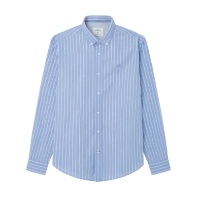 Imagen de Springfield Camisa de Poplin con Rayas popelín, Azul Medio, M para Hombre