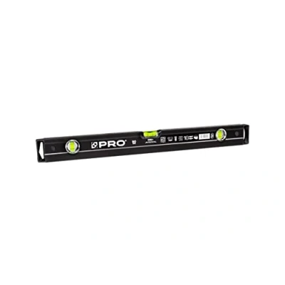 Imagen de PRO800 Nivel de burbuja 60cm fresado en un lado con perfil ergonómico ERS+ (Easy Reading System) precisión tapones antichoque Color Negro