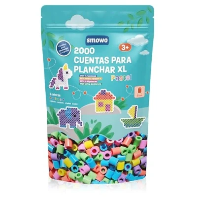Imagen de Smowo® 2000 perlas grandes de 10 mm, para niños a partir 3 años, 6 colores pastel, XL Juego creativas