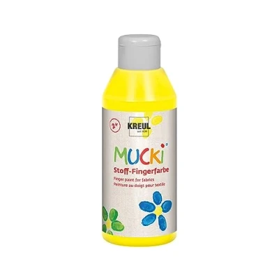 Imagen de KREUL 28402 Mucki Pintura Luminosa para Dedos, 250 ml en Amarillo, a Base de Agua, sin parabenos, Gluten, lactosa y Vegana, Yellow,