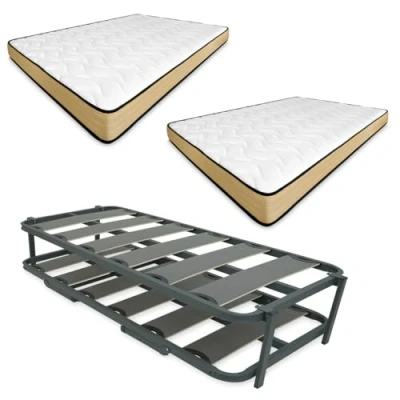 Imagen de amuéblate online Completa con 2 Colchones Gold Reversible + Cama Nido Reforzada, Acero aleado, Blanco, 90 x 190 cm