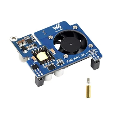 Imagen de Power Over Ethernet PoE Hat para Raspberry Pi 4B / 3B+, IEEE802.3af DC 5V 2.5A, Integrado Ventilador de Refrigeración, Compatible con la Carcasa Oficial 3B+