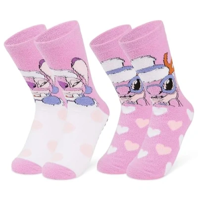 Imagen de Disney Calcetines Antideslizantes Mujer de Casa Stitch Mickey Minnie Baby Yoda Pack 2 (Rosado Stitch)