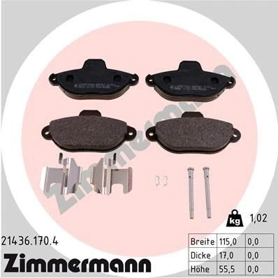 Imagen de ZIMMERMANN 21436.170.4 Juego de pastillas freno FIAT: Punto II Hatchback, I Panda LANCIA: Y