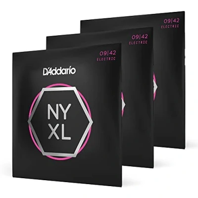 Imagen de D&#039;Addario Cuerdas Guitarra Electrica de NYXL0942 3P Corde avvolte in nickel per chitarra elettrica, scalatura super leggera, 9 42, 3 mute